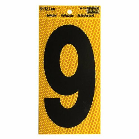 HY-KO Number 9 Yellow 5 in.Reflct RV-75/9
